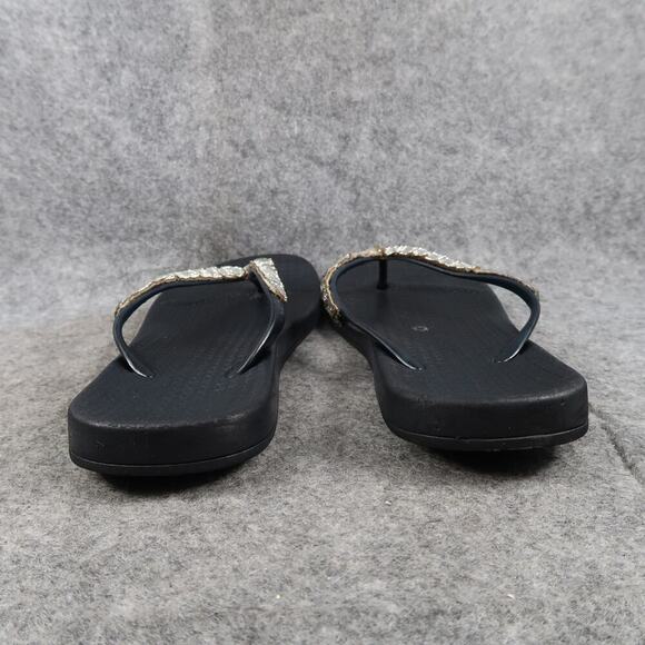 Casual Shoes Womens 9 Sandals Flip Flops Slip On Flats Thong Embellished Black - Picture 4 of 10